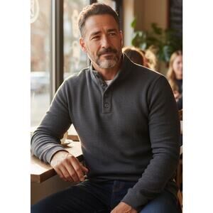 NWT Gray Natural Reflections Casual Knitted Mock Neck Pullover Sweater 1 X-Large